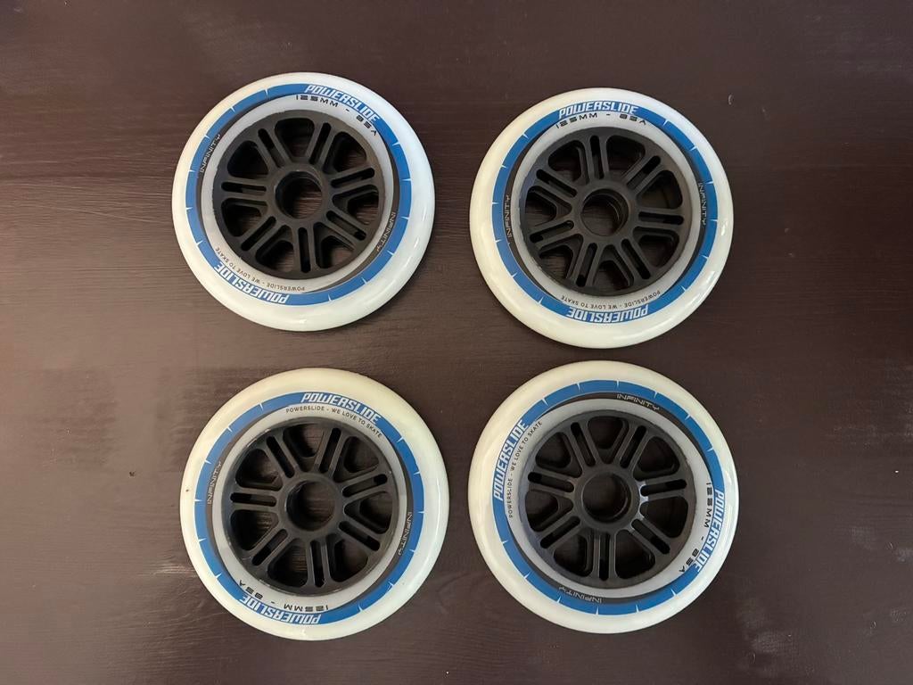 Skeeler wielen powerslide infinity 125 mm, Ophalen, Zo goed als nieuw, Wielen of Lagers, Powerslide
