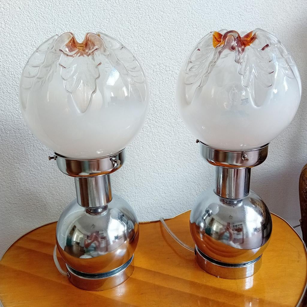 Mazzega, set tafellampen, Italiaans design, murano glas, Ophalen of Verzenden, Zo goed als nieuw, Glas, Minder dan 50 cm
