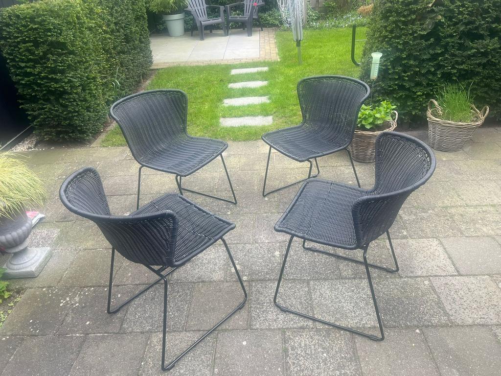 4 woood stoelen, Ophalen of Verzenden, Zwart, Overige materialen, Vier