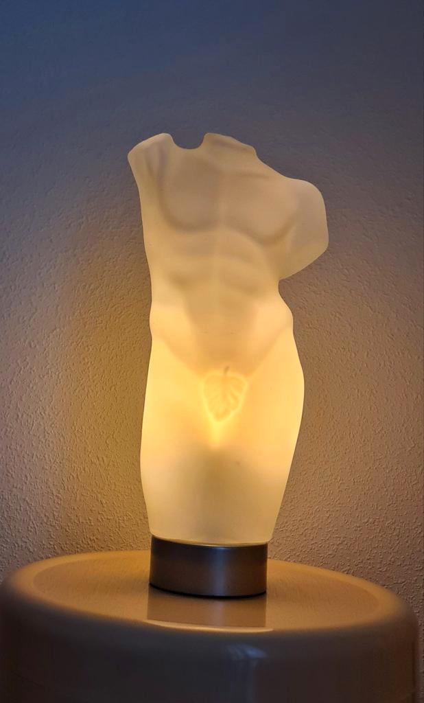 James & Poki glazen torso tafellamp jaren 90  uniek mooi, Huis en Inrichting, Lampen | Tafellampen, Zo goed als nieuw, Minder dan 50 cm