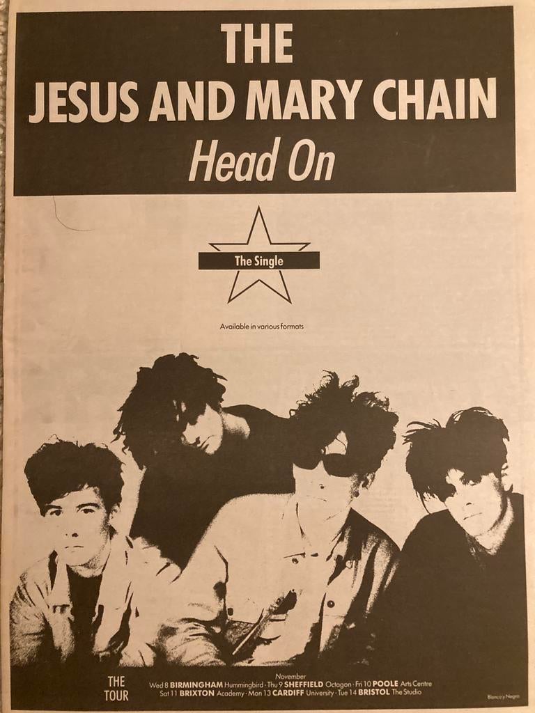 JESUS AND MARY CHAIN Head On tour A3 advertentie, Ophalen of Verzenden, Zo goed als nieuw