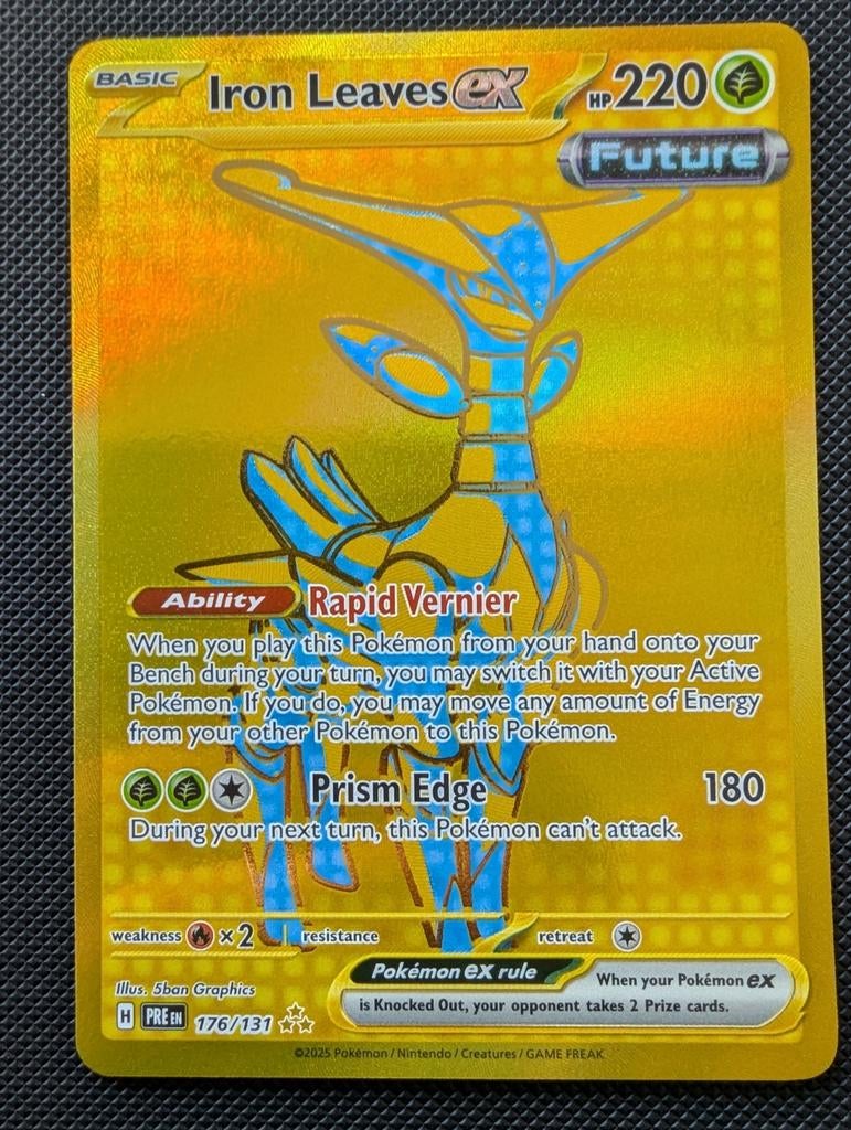 Iron Leaves ex 176/131 - Pokémon Kaart - Goud Foil, Ophalen of Verzenden, Zo goed als nieuw, Losse kaart, Foil