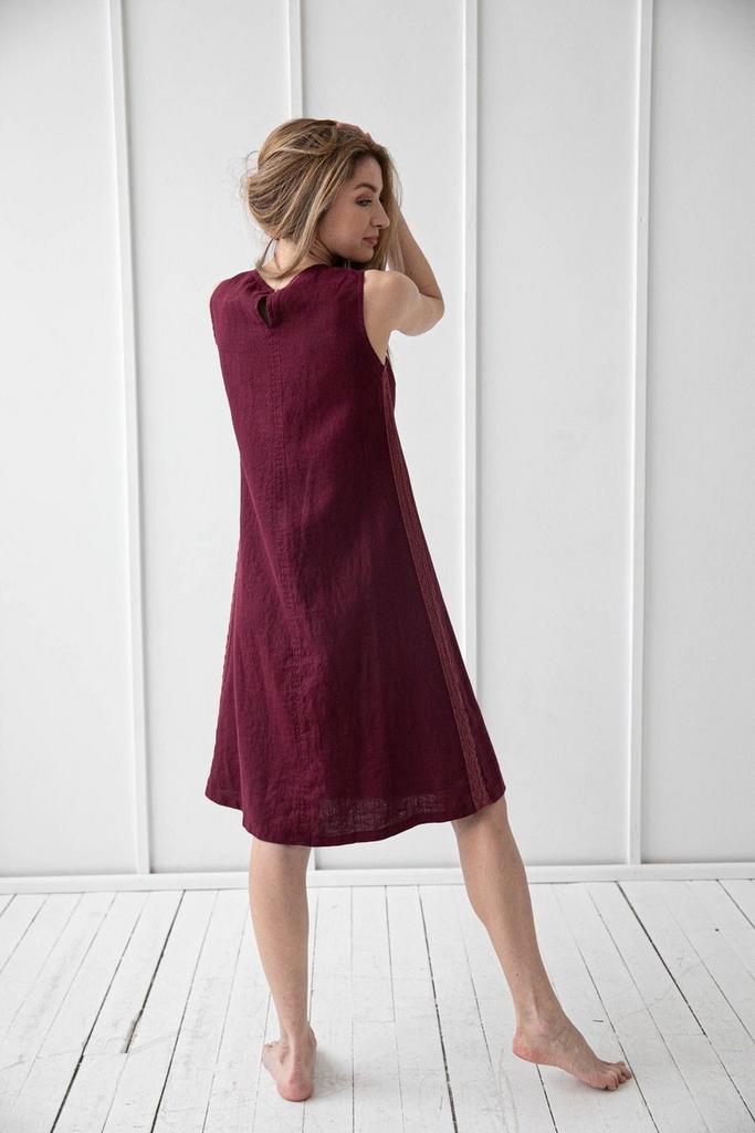 Odalux Linnen Midi Jurk, Kleding | Dames, Jurken, Zo goed als nieuw, Maat 38/40 (M), Overige kleuren, Onder de knie, Ophalen of Verzenden