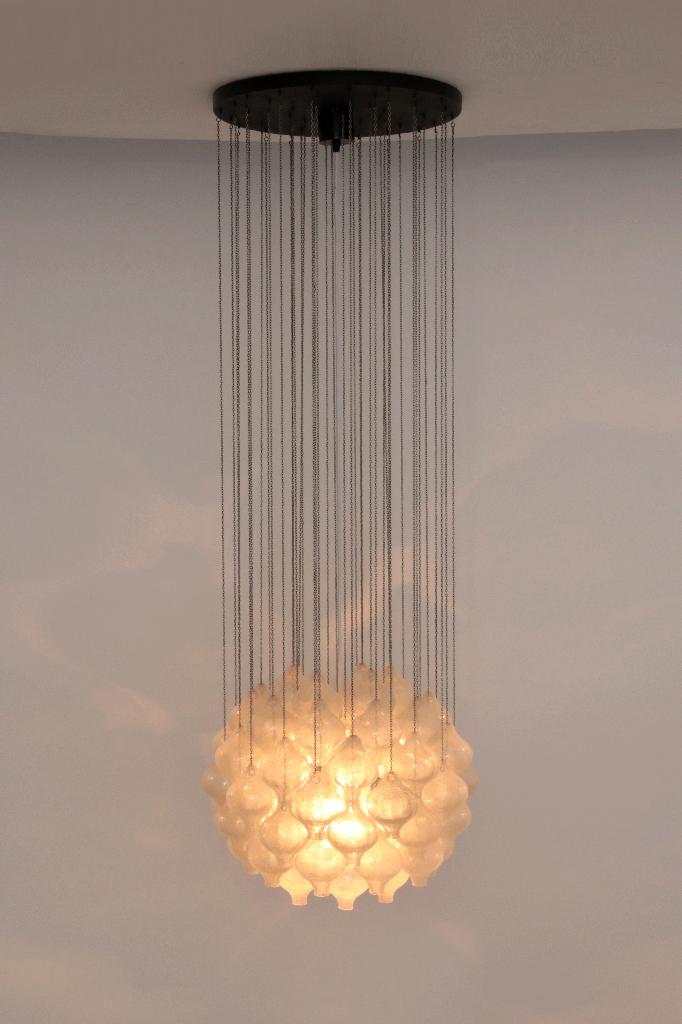 Kalmar 'Tulipan' Chandelier Pendant Light Blown Glass, 1970, Mid century modern, Glas, Ophalen of Verzenden, Zo goed als nieuw