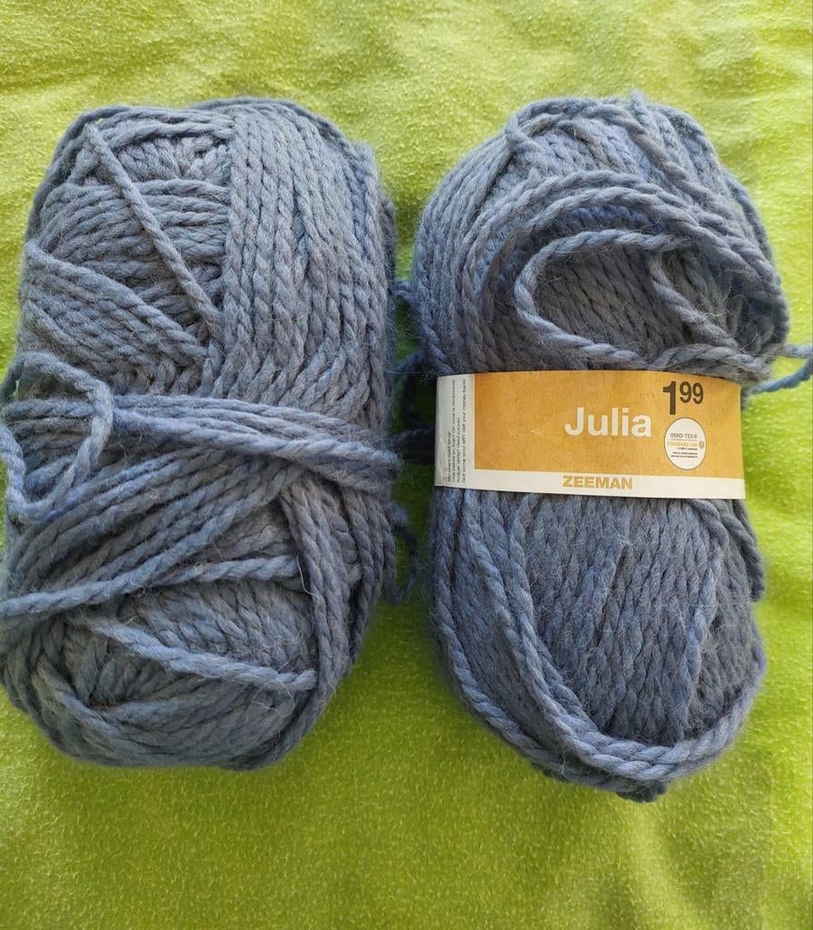 2 bollen wol grijs/blauw (Julia), Ophalen of Verzenden, Nieuw, Breien of Haken, Wol of Garen