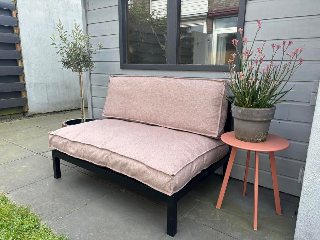 Palletonderstel Wakefield Dune + kussenset Hidde Terracotta, Tuin en Terras, Tuinsets en Loungesets, Overige materialen, Zo goed als nieuw