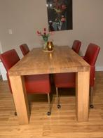 Massief Eiken Houten Eettafel - Robuust en Stijlvol, Gebruikt, Eikenhout, Vijf personen of meer, 150 tot 200 cm