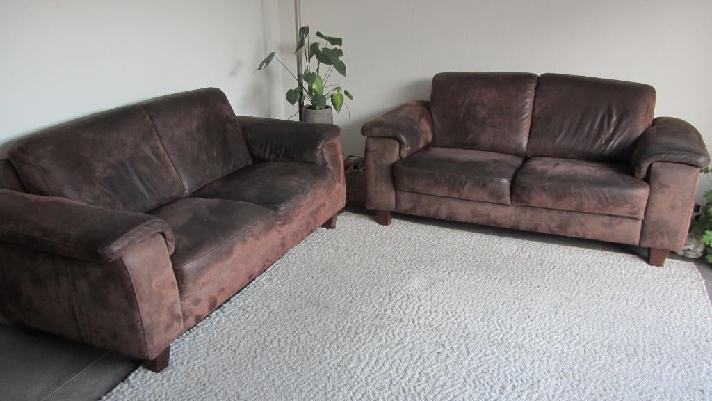 Leren bankstel, gratis af te halen, Ophalen, Gebruikt, 150 tot 200 cm, Rechte bank