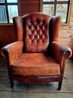 Vintage 'chesterfield' stoel., Ophalen of Verzenden, Gebruikt, 75 tot 100 cm, Leer