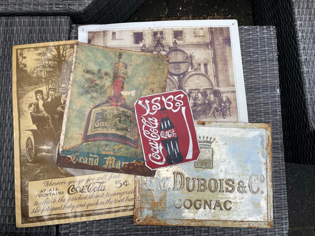 Diverse Reclameborden: Coca Cola, Grand Marnier, Em Dubois,, Ophalen of Verzenden, Gebruikt, Reclamebord