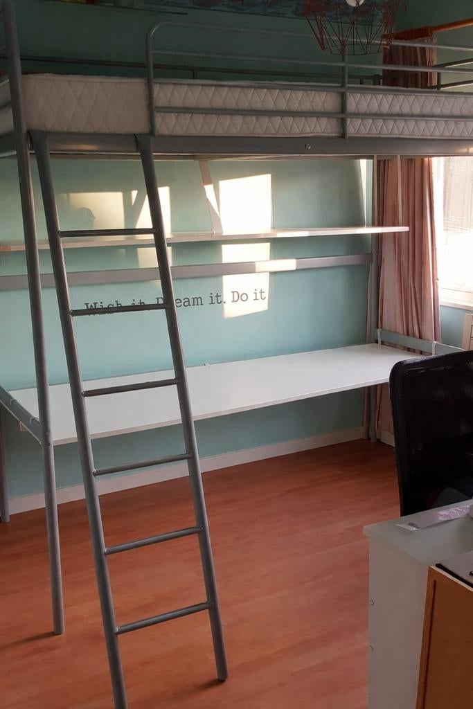 Ikea Hoogslaper Eenpersoons Zilver, Huis en Inrichting, Slaapkamer | Stapelbedden en Hoogslapers, Ophalen, Eenpersoons, Zo goed als nieuw