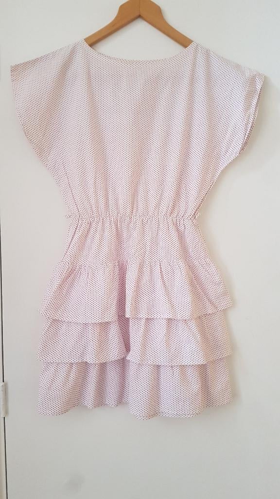 Wit met rode stipjes jurk, maat 38 Lengte 80cm, Kleding | Dames, Ophalen of Verzenden, Nieuw, Maat 38/40 (M), Wit