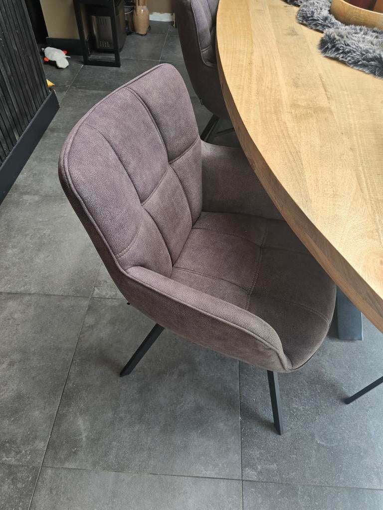 6 luxe eetkamerstoelen antraciet- moderne uitstraling, Ophalen, Zo goed als nieuw, Grijs, Vijf, Zes of meer stoelen