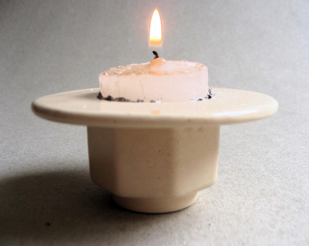 Art deco kandelaar, Driehoek Huizen keramiek, Ophalen of Verzenden, Keramiek of Aardewerk