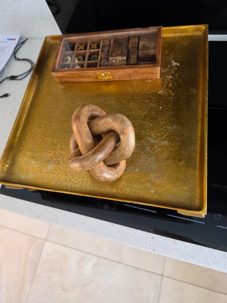 Decoratie dienblad, Huis en Inrichting, Woonaccessoires | Dienbladen, Ophalen of Verzenden, Gebruikt, Vierkant, Metaal