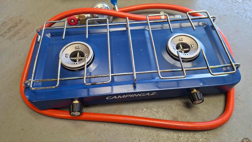 Campinggaz Base Camp kooktoestel gasslang verloopkraan etc, Ophalen of Verzenden, Gebruikt