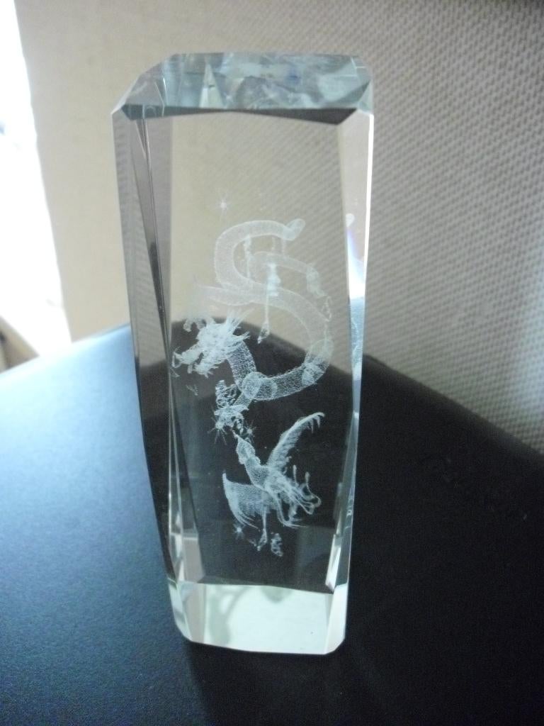 Glazen Press Papier/Lazerblok-Draak, Ophalen of Verzenden, Nieuw, Kristal, Beeldje(s)