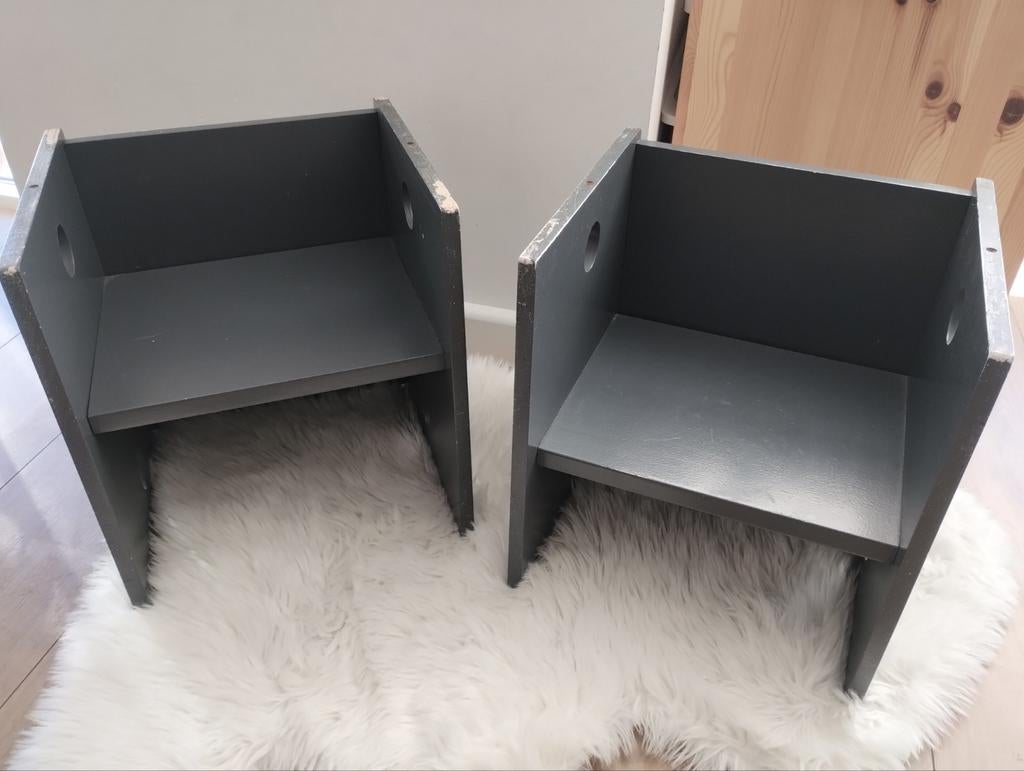 Kubus stoeltjes massief hout, Kinderen en Baby's, Kinderstoelen, Ophalen, Gebruikt, Overige typen, Aanschuifbaar