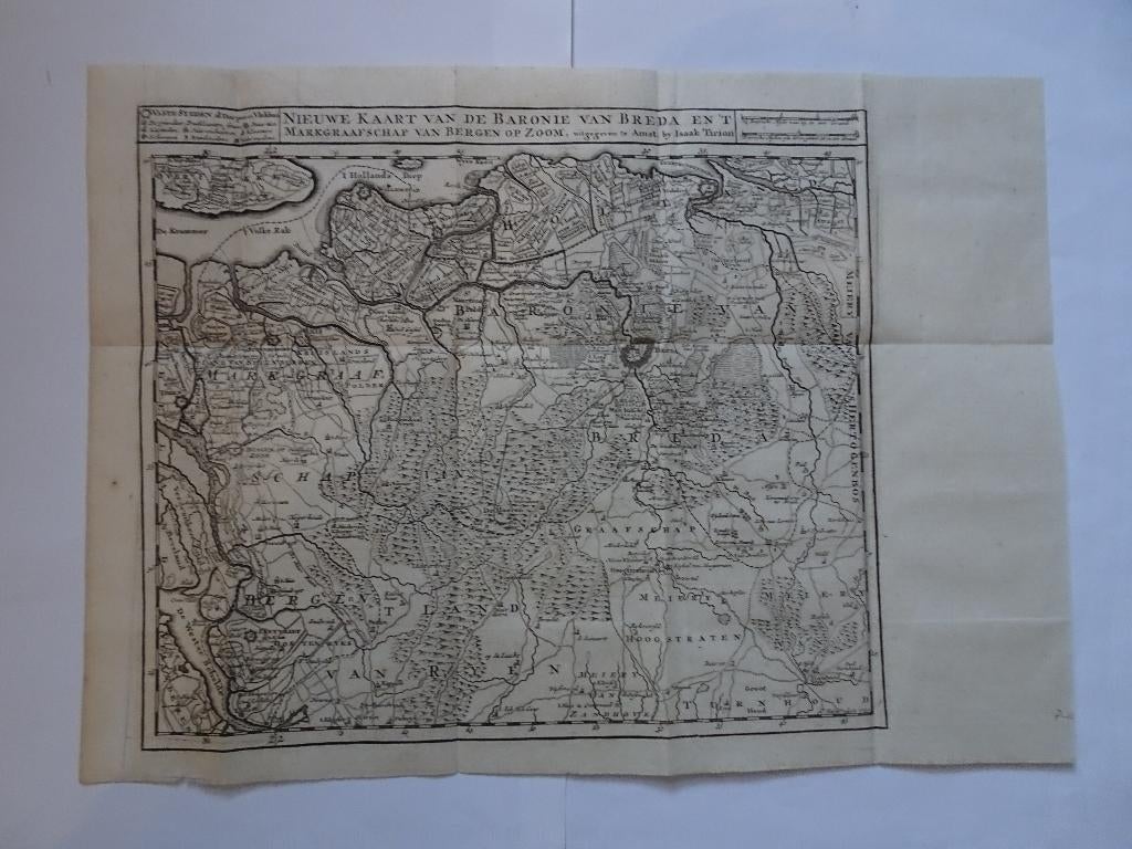 gravure kaart baronie Breda Bergen op Zoom Tirion 1739, Antiek en Kunst, Kunst | Etsen en Gravures, Gravure, Origineel, Cartografie