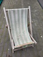 Opknapper: Houten strandstoel, moet opnieuw bekleed, Ophalen of Verzenden, Gebruikt, Hout, Inklapbaar
