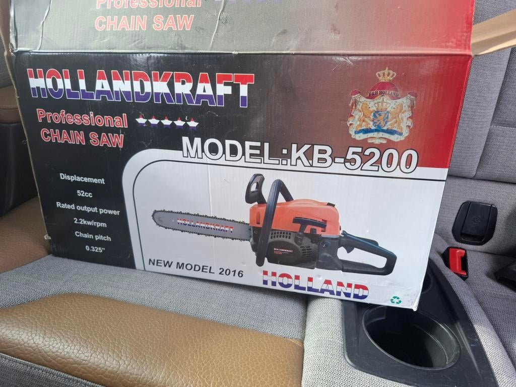 Hollandkraft KB-5200 Professionele Kettingzaag, Ophalen of Verzenden, 1200 watt of meer, Kettingzaag, 70 mm of meer