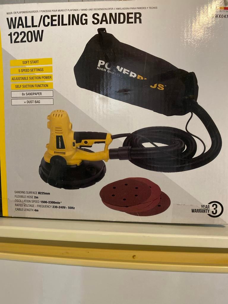 Powerplus muur- en plafonschuurmachine 1220W, Verzenden, Nieuw, 1200 watt of meer, Overige typen