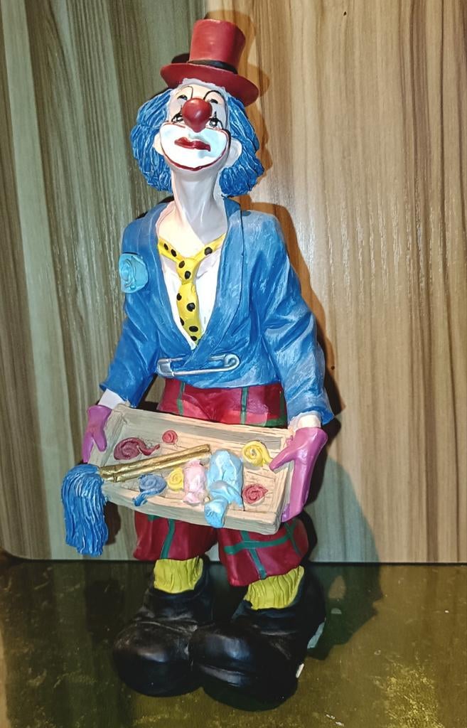 Vintage Clown Beeld met schilderspalet - 23 cm, Ophalen of Verzenden