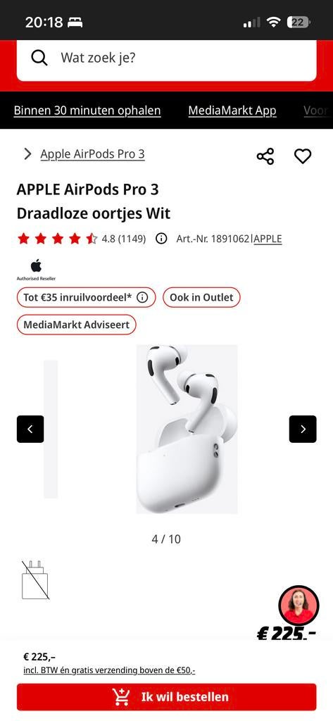 Apple Airpods 3 - Draadloze Oortjes, Audio, Tv en Foto, Koptelefoons, Ophalen of Verzenden, Zo goed als nieuw, Draadloos