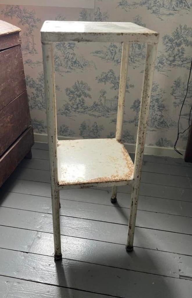 Metalen plantentafel wit, Ophalen, Minder dan 55 cm, Gebruikt, Metaal of Aluminium