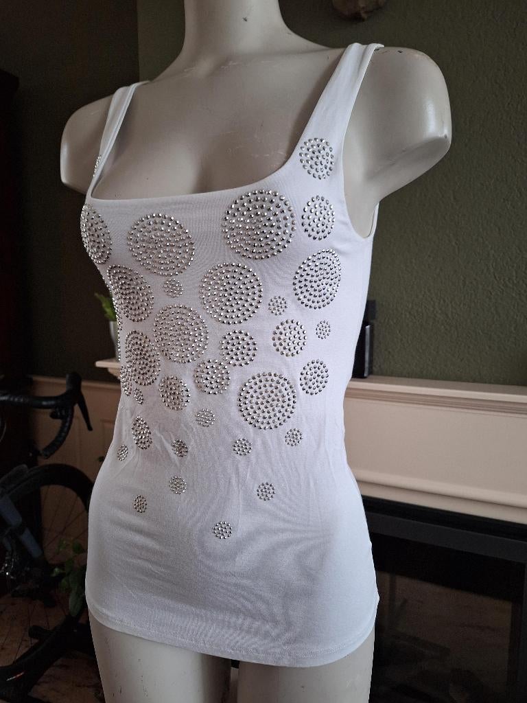 Northland wit met zilveren studs top S 36, Kleding | Dames, Verzenden, Wit, Zo goed als nieuw, Northland