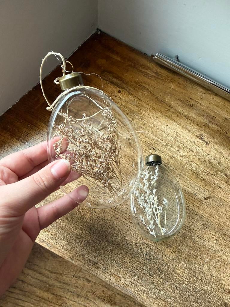 2x Glazen eihanger droogbloemen, Diversen, Ophalen of Verzenden, Zo goed als nieuw