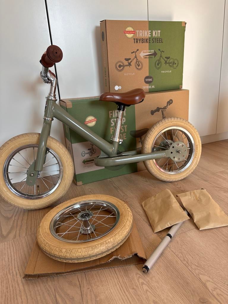 Trybike Groen (Vintage Edition) 2-in-1 Loopfiets/Driewieler, Ophalen, Zo goed als nieuw, Loopfiets