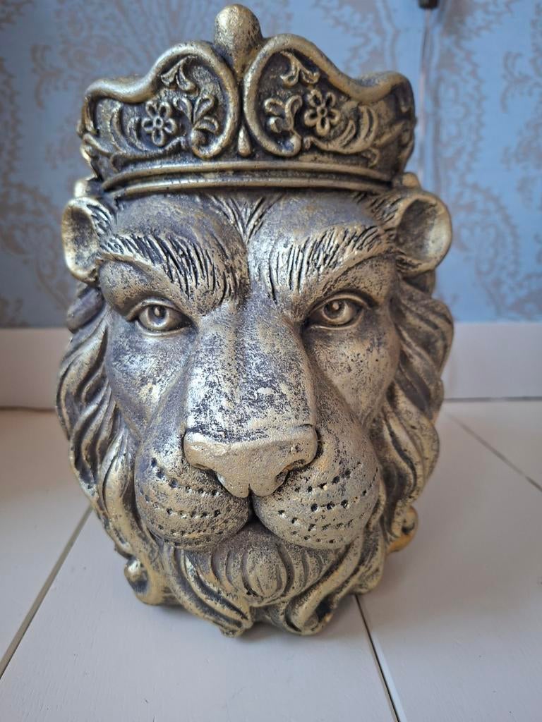Gouden Leeuwenkop met Kroon bloempot, Ophalen, Rond, Nieuw, Balkon