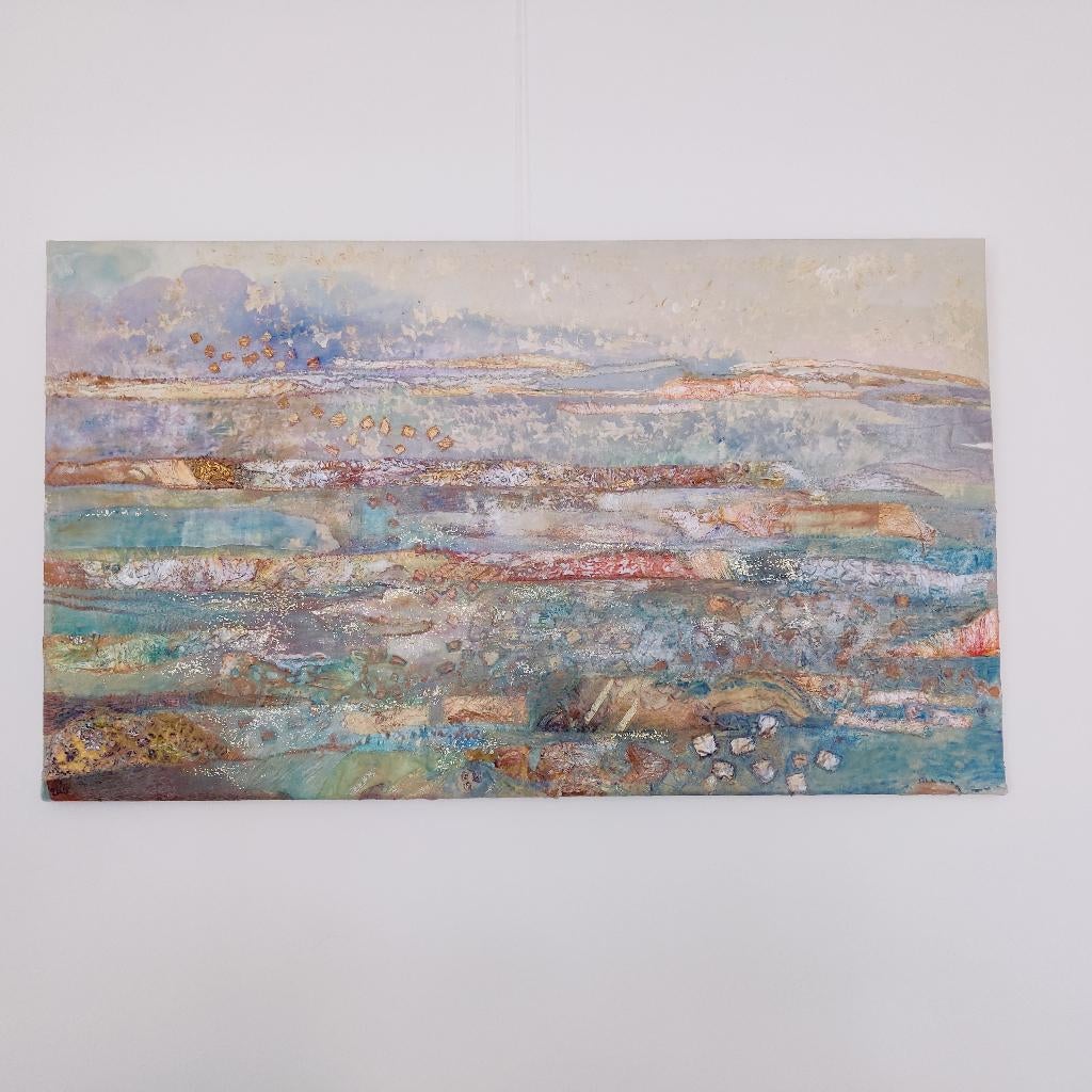 Textiel kunstwerk, wanddecoratie, abstract, textile art, Ophalen
