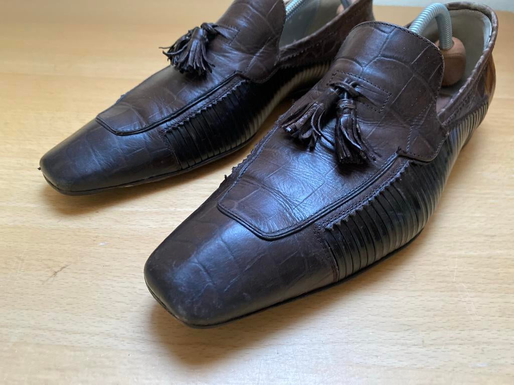 Cesare Paciotti Bruine Leren Italiaanse Loafers Maat 42, Verzenden, Gedragen, Bruin, Loafers
