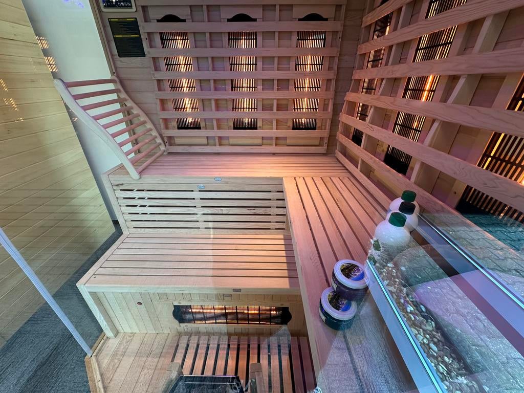 COMBI SAUNA INFRAROOD MET OPGIETKACHEL GRATIS MONTAGE! 🚚, Sport en Fitness, Sauna, ., Fins of Traditioneel, Ophalen of Verzenden