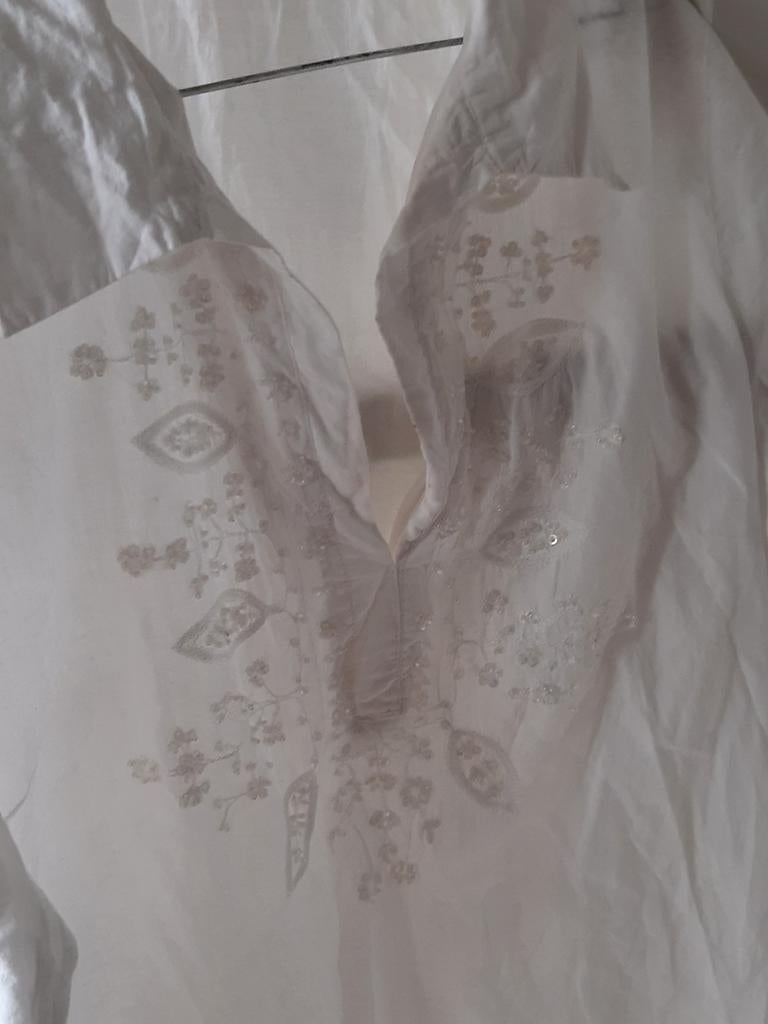 Witte blouse met borduursel maat 40 50%korting, Ophalen of Verzenden