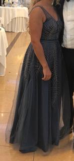 Elegante Feestjurk - Donkerblauw paars met Pailletten, Galajurk, Blauw, Zo goed als nieuw, Ophalen
