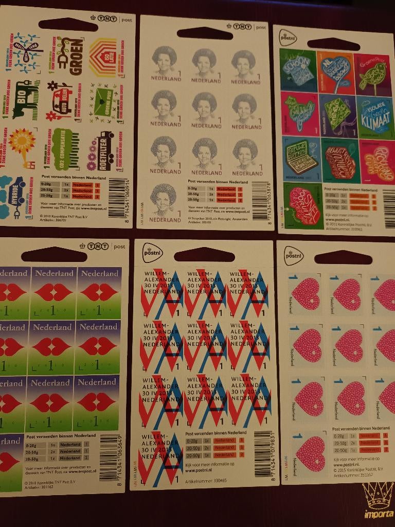 Diverse velletjes 10 x tarief 1 zelfklevend > Luxe postfris, Verzenden, Na 1940, Postfris