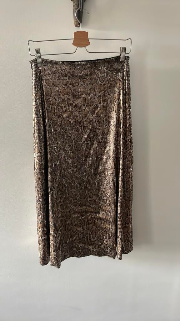 Toffe rok met slangenprint pailletten van Zara, Bruin, Ophalen of Verzenden, Maat 36 (S), Gedragen