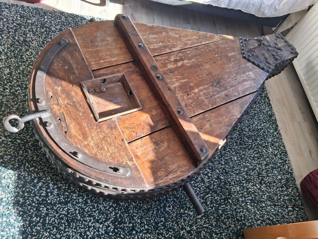 Industriële blaasbalg salontafel, Ophalen, Gebruikt, 100 tot 150 cm, 150 tot 200 cm