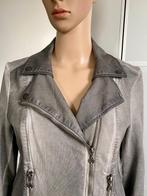 E795 Poools maat 38=M imitatie-leren jasje biker vest grijs, Maat 38/40 (M), Ophalen of Verzenden, Zo goed als nieuw, Jasje