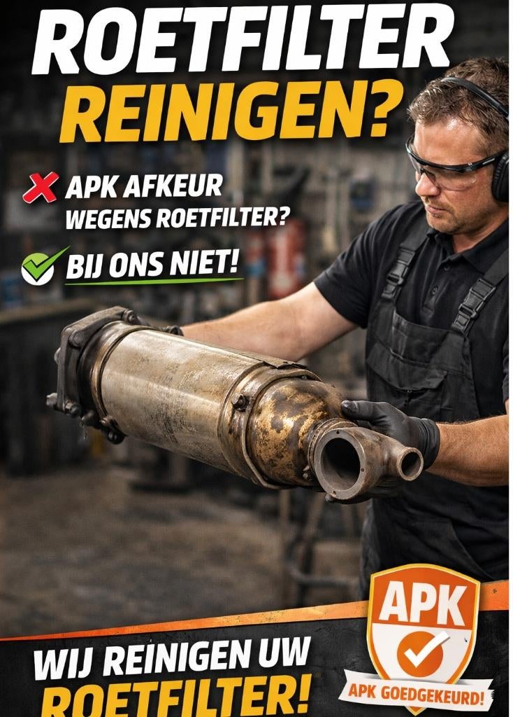 Roetfilter reinigen + APK keuring voor maar 250 euro !, Ophalen