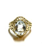 14k gouden ring met een aquamarijn, Sieraden, Tassen en Uiterlijk, Ringen, -, -, Ophalen of Verzenden, Zo goed als nieuw
