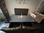 Lichtblauwe Dubai Mirror style eettafel + salontafel, Ophalen, Gebruikt, 50 tot 100 cm, Vijf personen of meer