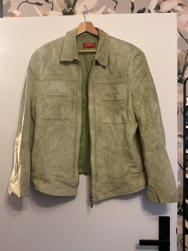 Taifun Groene Leren Jas, Kleding | Dames, Jassen | Zomer, Zo goed als nieuw, Groen, Ophalen of Verzenden