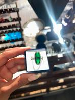 Vergulde ring met smaragd, Ophalen of Verzenden, Zo goed als nieuw, Met edelsteen, Dame
