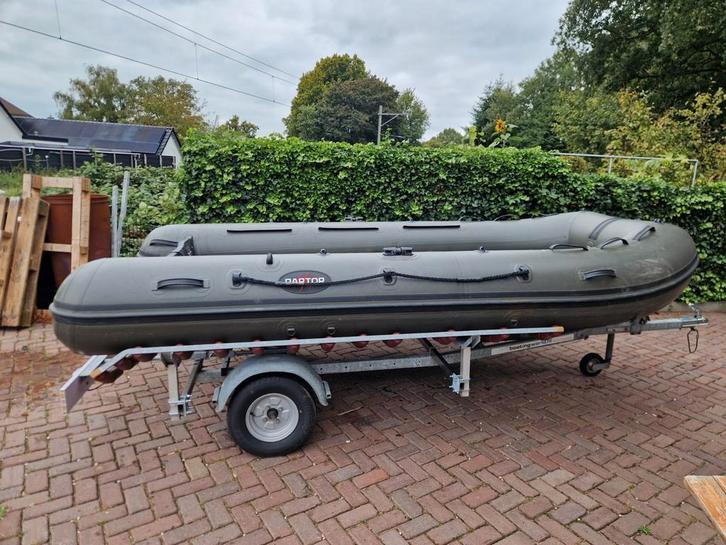 Raptor rubberboot met trailer, Watersport en Boten, Rubberboten, Gebruikt, Overige merken, Aluminium, Minder dan 70 pk, Benzine
