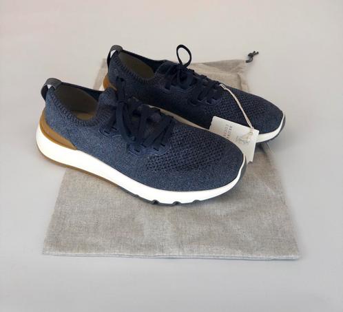 NIEUW Brunello Cucinelli Knit Runner 43 Blauwgrijs €890, Kleding | Heren, Schoenen, Nieuw, Blauw, Ophalen of Verzenden