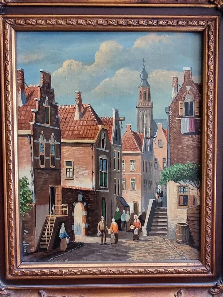 Oude Stad Schilderij (Jan van Riemsdijk 1879/1954), Antiek en Kunst, Kunst | Schilderijen | Klassiek, Ophalen of Verzenden